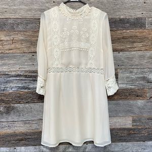 Topshop off white lace embroidered dress